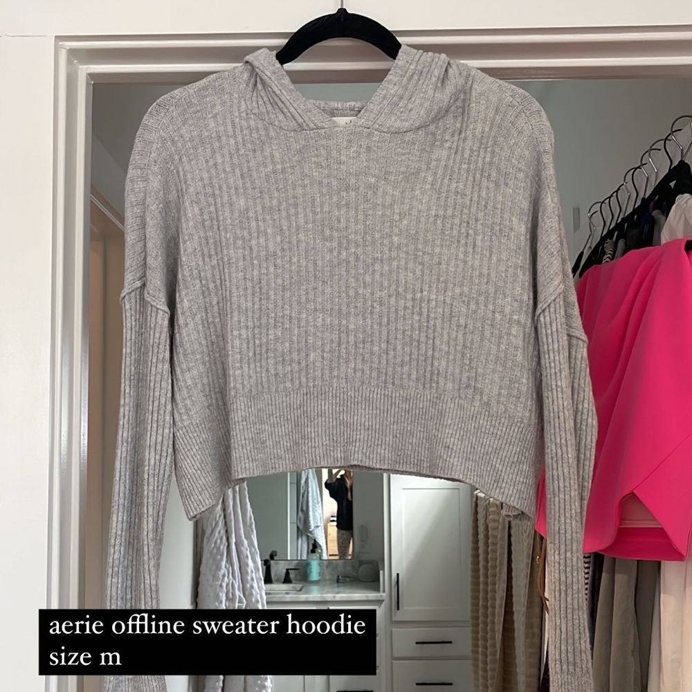Aerie Offline Sweater Hoodie Crop